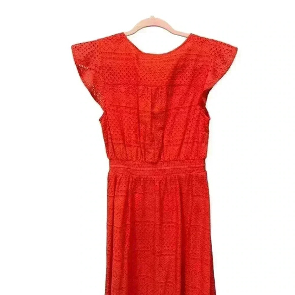 Lucky Brand Coral Eyelet Midi Hi Low Dress in Size S/P, Pre-Owned. - Picture 10 of 10